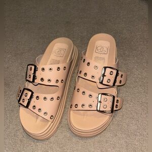 Tan platform sandals